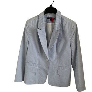 JESSICA Jacket Women's Blue White Stripe Cotton Blend Blazer Size 14P
